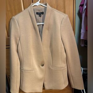 Like new; Ann Taylor collarless blazer; 4; tan/khaki